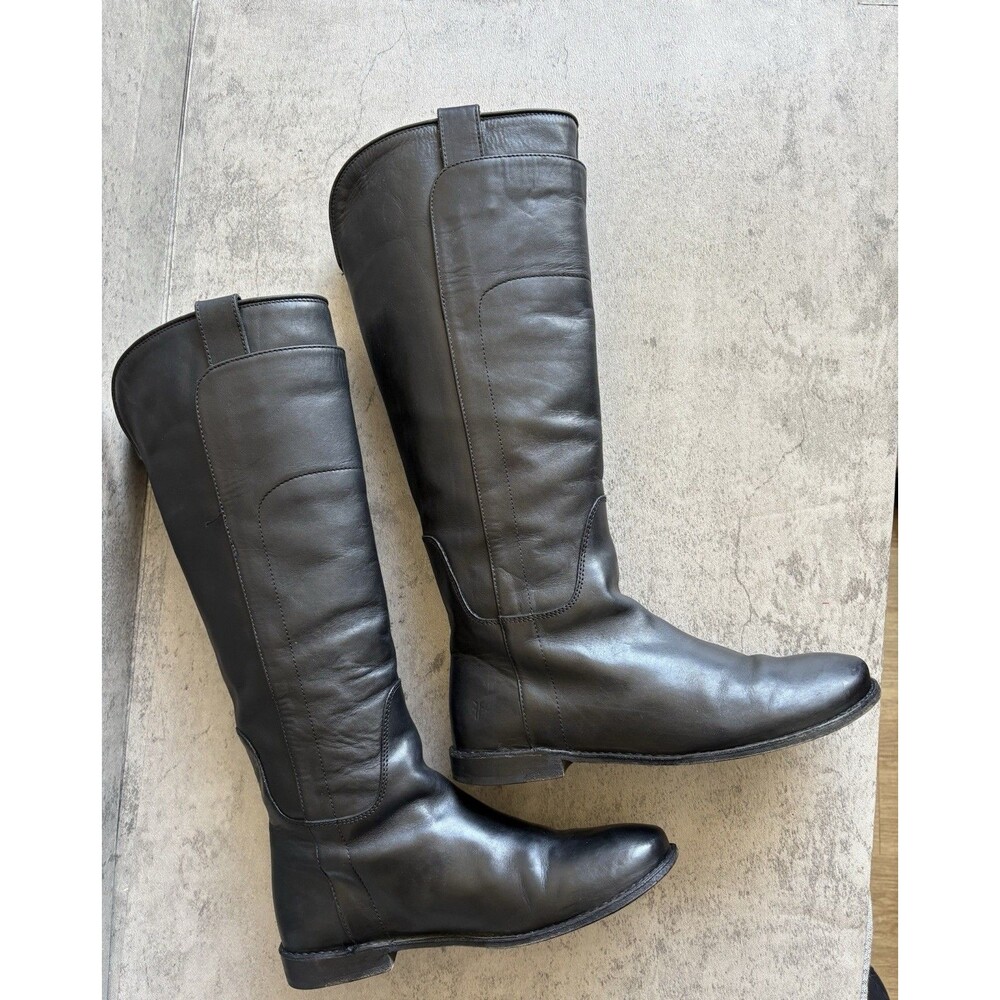 Vtg FRYE Melissa 76932 Knee High Tall Black Leather Riding Boots Women’s 6.5 B - Picture 2 of 9